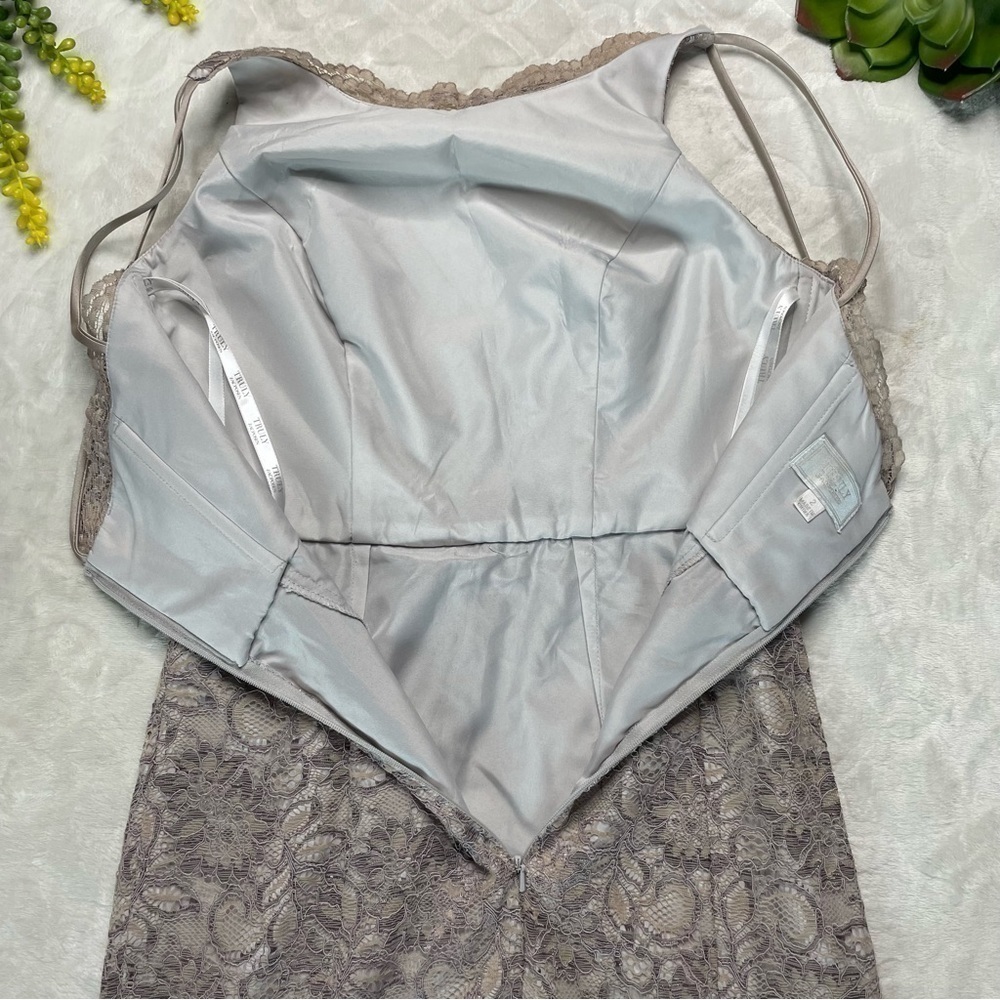 Zac Posen Truly Guipure Lace Sleeveless Special Occasion Dress in Gray Silver 2 - Picture 9 of 16